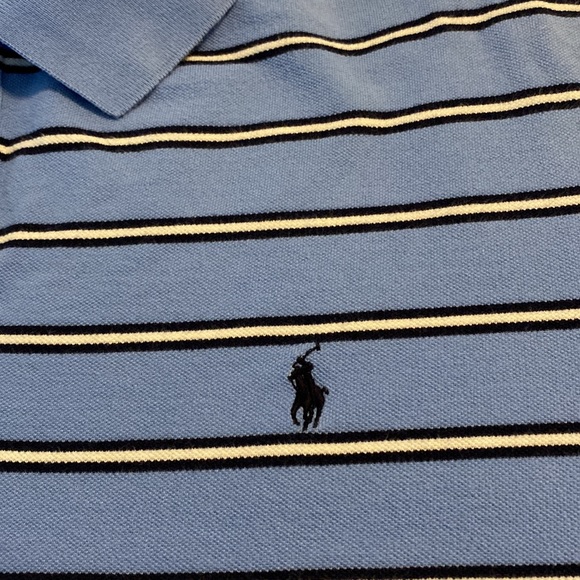 Mens Polo Ralph Lauren 3XLT short-sleeve Pique Mesh knit Light Blue with stripes - Picture 4 of 6